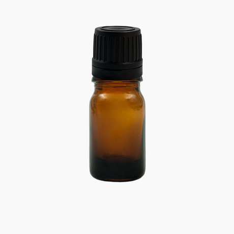 5ml amber glass bottle with black dropper cap