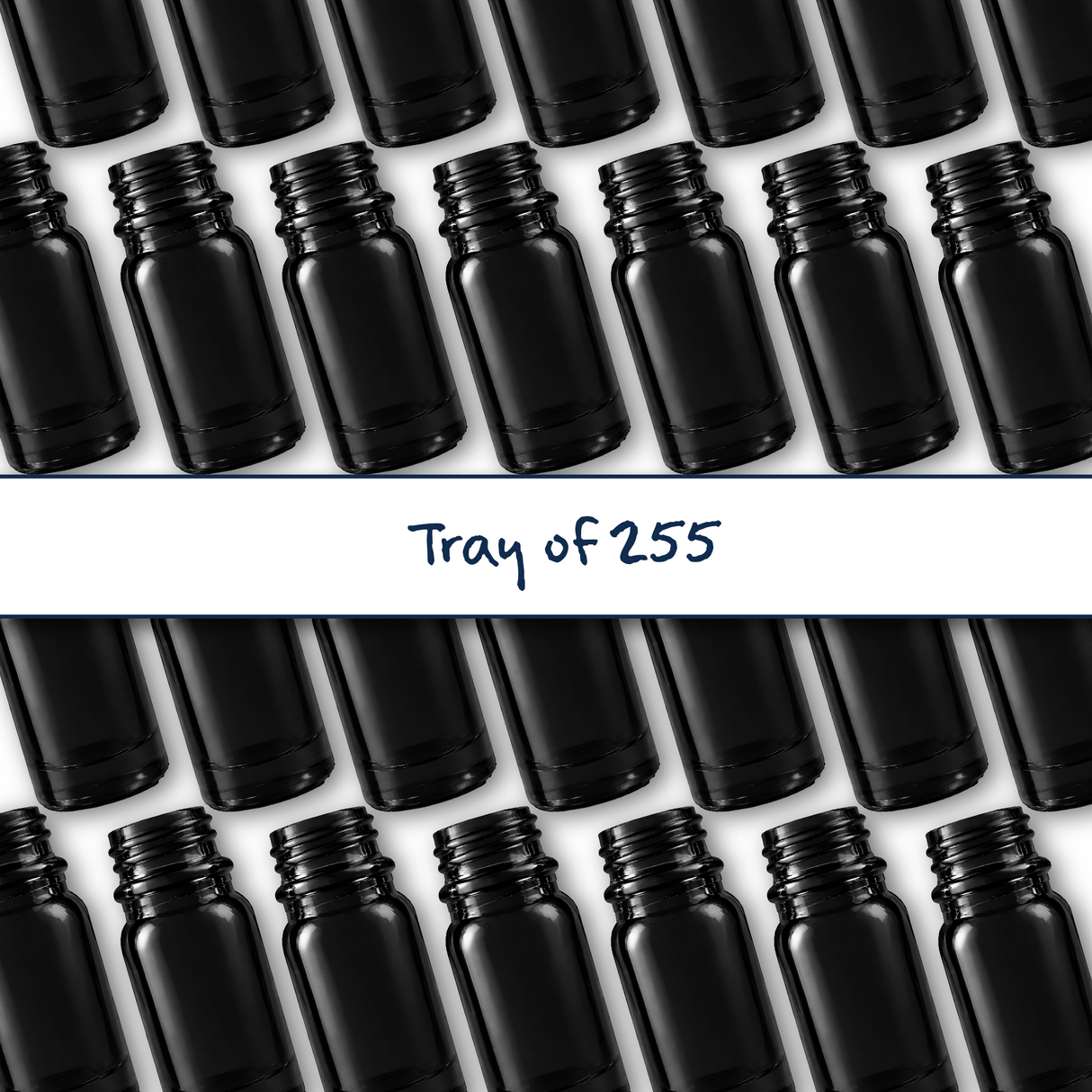 Collection of 5ml black glass dropper bottles, empty cosmetic packaging for serums, oils and skincare formulations