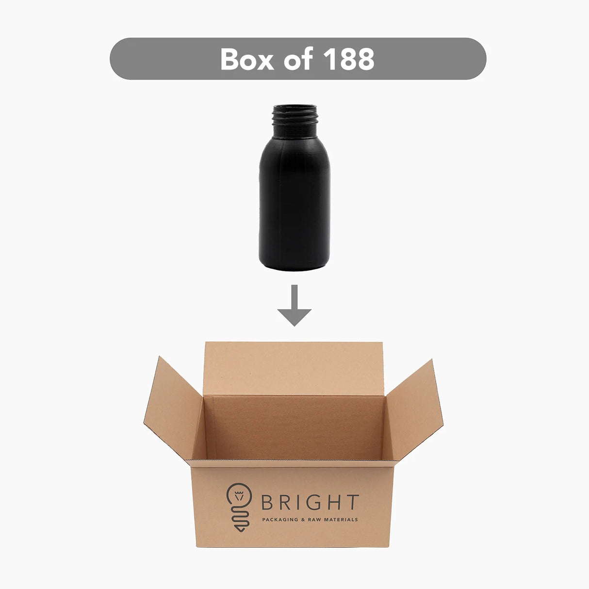50ml HDPE Boston Bottle (24mm neck) - No Closure - Black