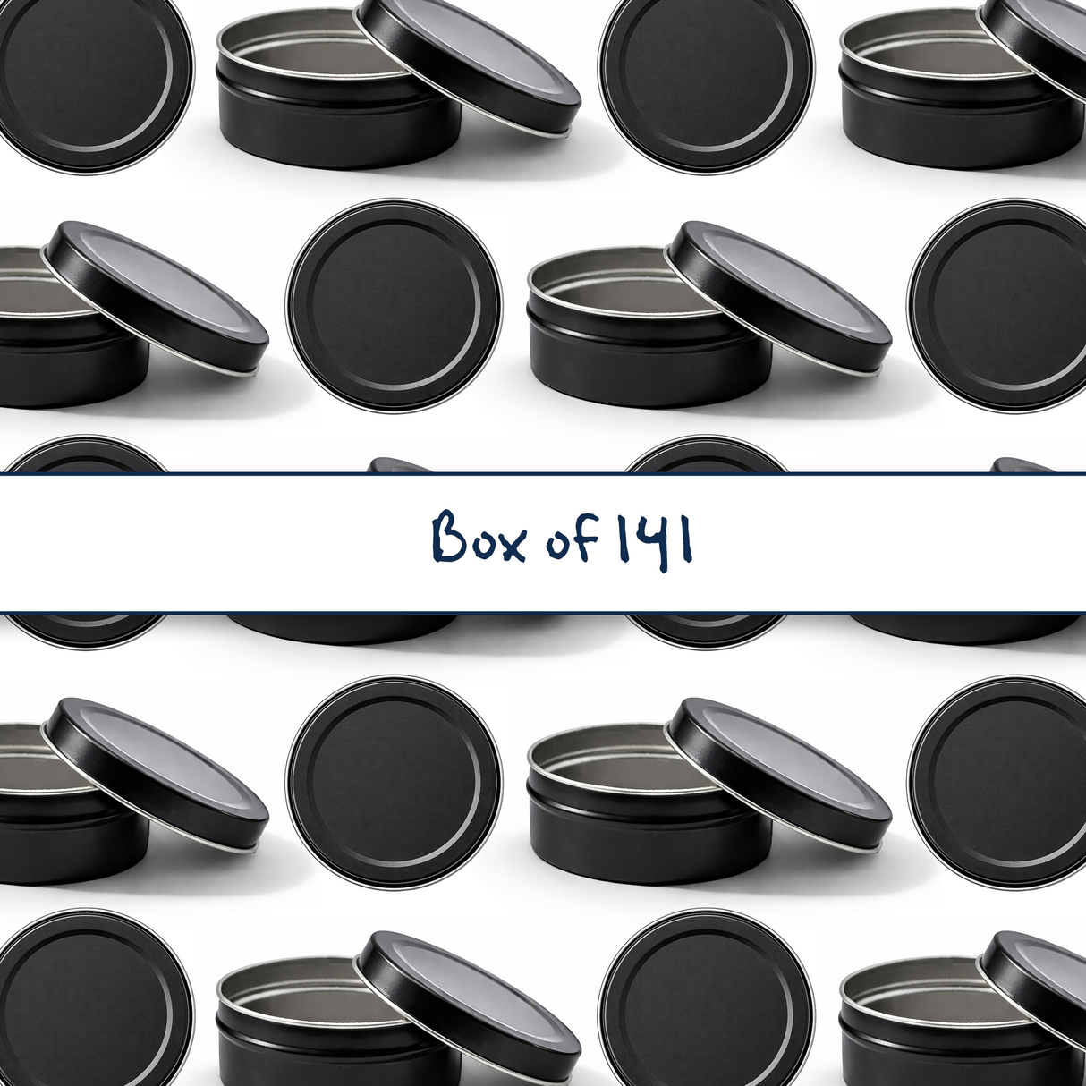 Collection of black 90ml aluminium tin container, cosmetic tin packaging for creams, body balms, candles and skincare products