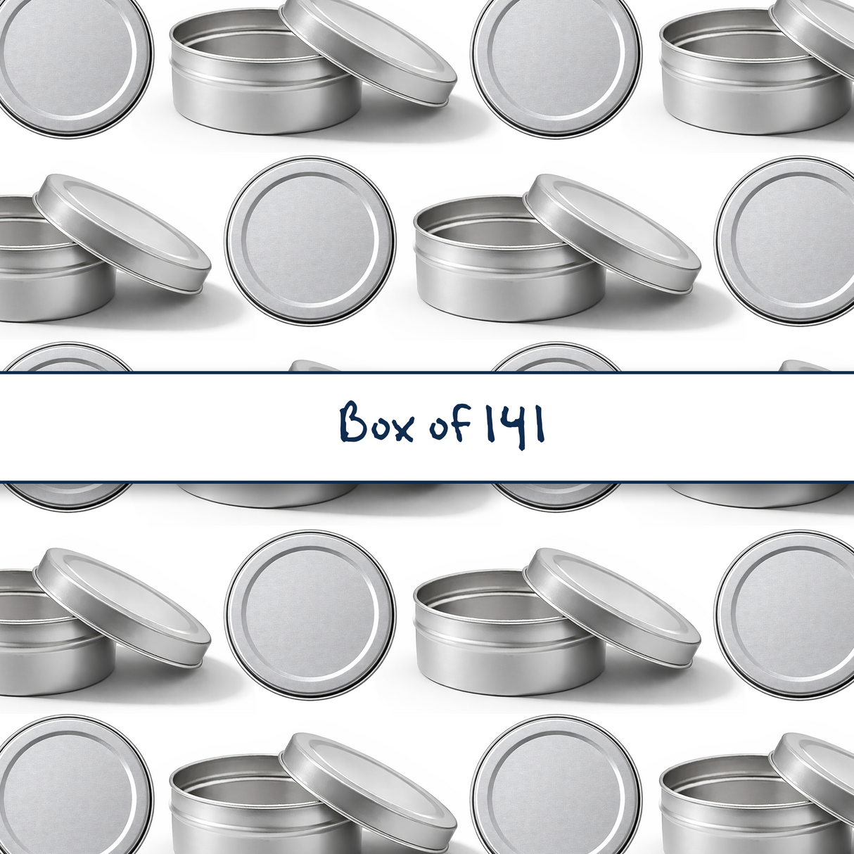 Collection of silver 90ml aluminium tin containers, cosmetic tin packaging for creams, body balms, candles and skincare products