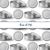 Collection of silver 90ml aluminium tin containers, cosmetic tin packaging for creams, body balms, candles and skincare products