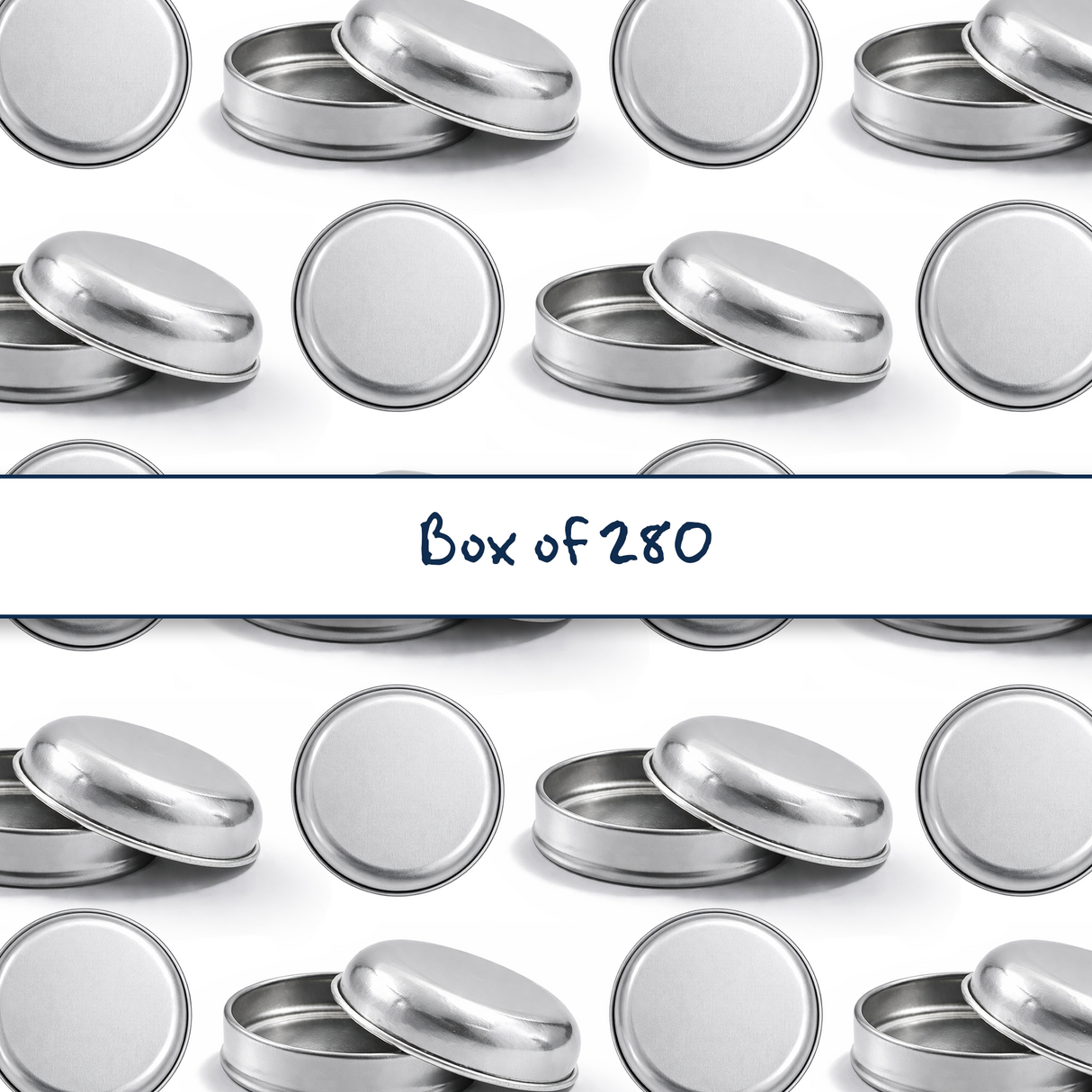 Collection of 9ml aluminium tin containers, empty cosmetic packaging for lip balm, samples, salves and solid formulations