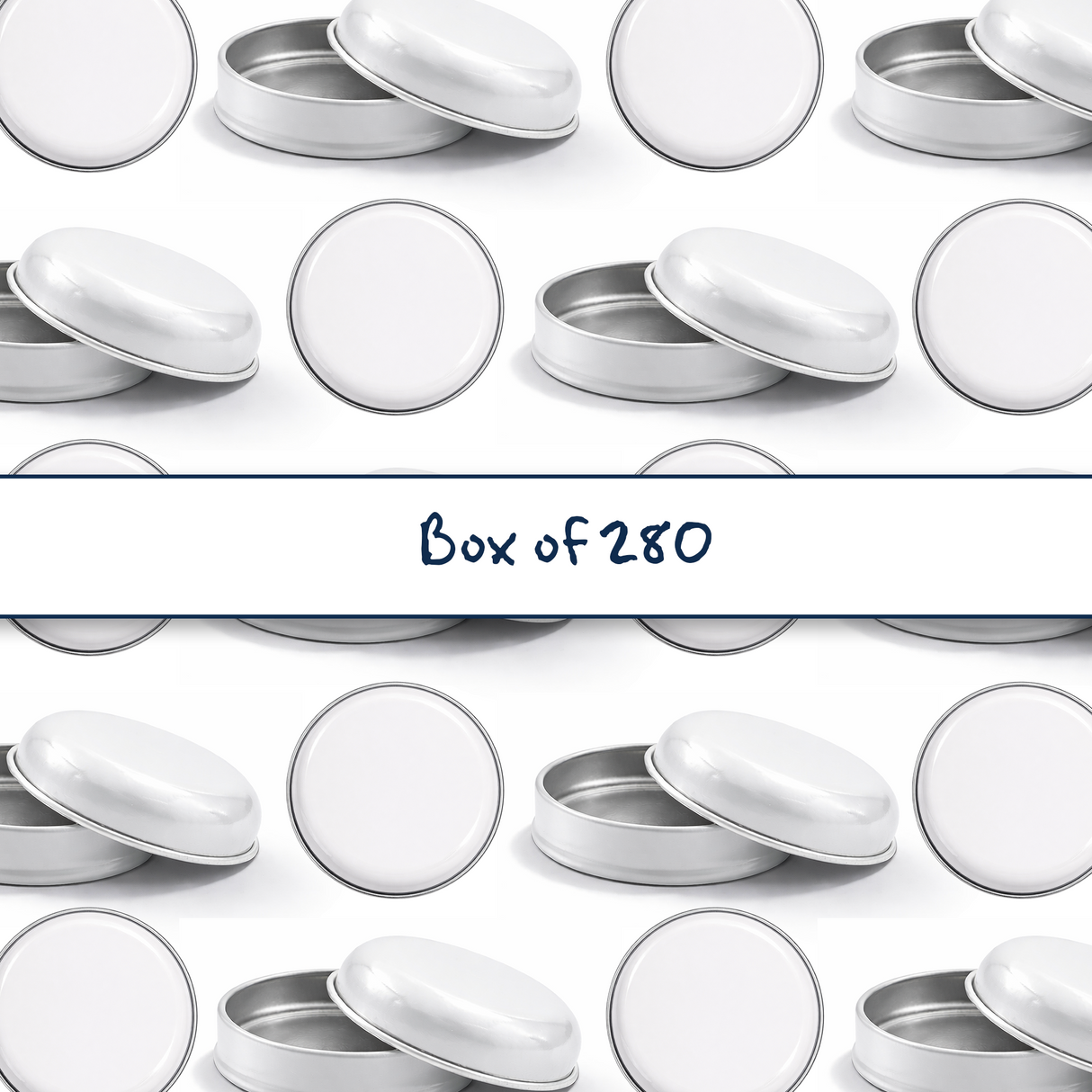 Collection of 9ml aluminium tin containers, empty cosmetic packaging for lip balm, samples, salves and solid formulations