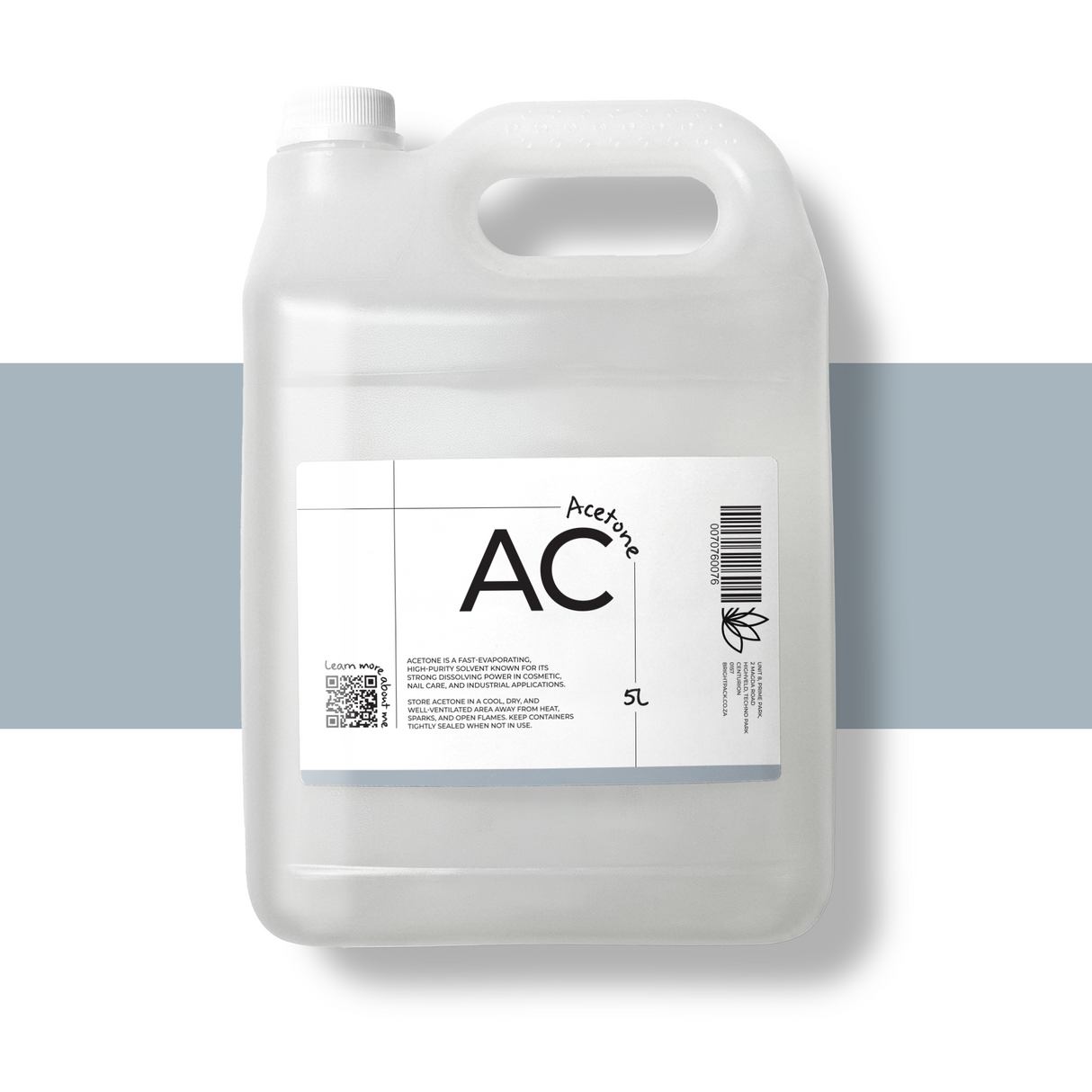 5L Acetone high purity solvent, clear fast-drying liquid used in nail polish remover, cleaning solutions, and industrial applications