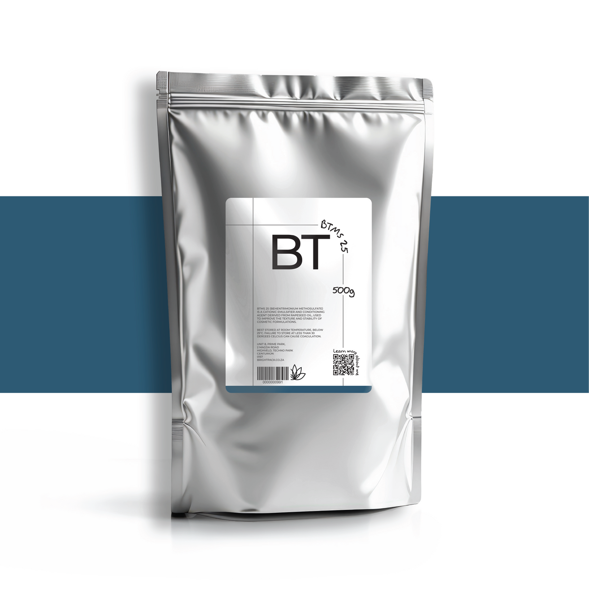 500g BTMS 25 for skincare and haircare, conditioning emulsifier that improves texture, stability, and softness in creams, lotions, and conditioners