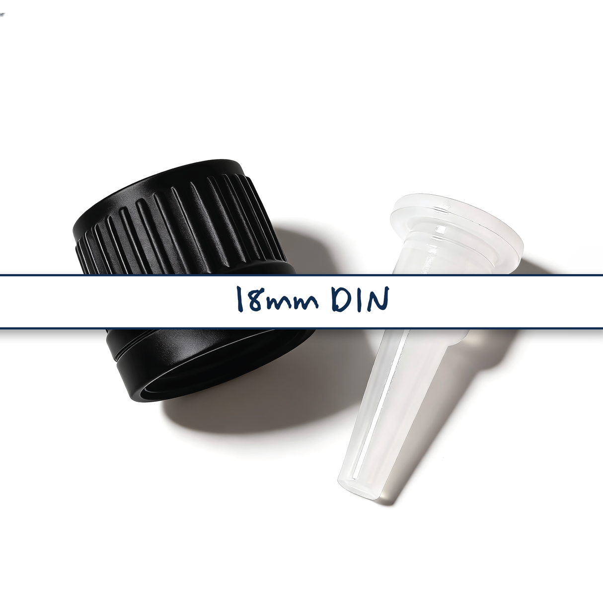 Black Dropper cap with tamper evident seal and 0.7 mm medium flow orifice for cosmetic, pharmaceutical and liquid product bottles