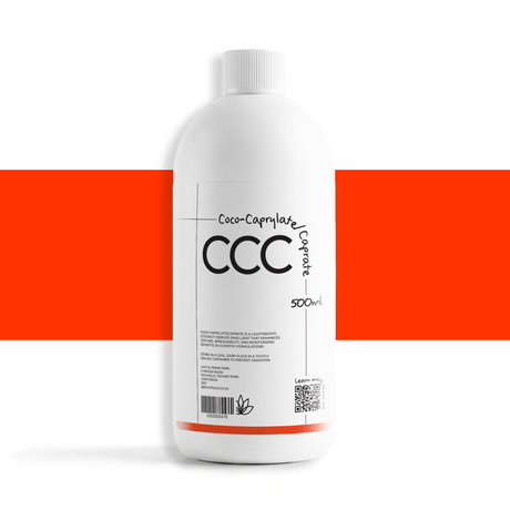 500ml Coco Caprylate Caprate cosmetic emollient, derived from coconut oil, improves texture, spreadability, and moisturising feel in skincare products