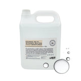 bulk 5-liter container of ethanol 96.4% on a white background for sanitiser and cosmetic formulations