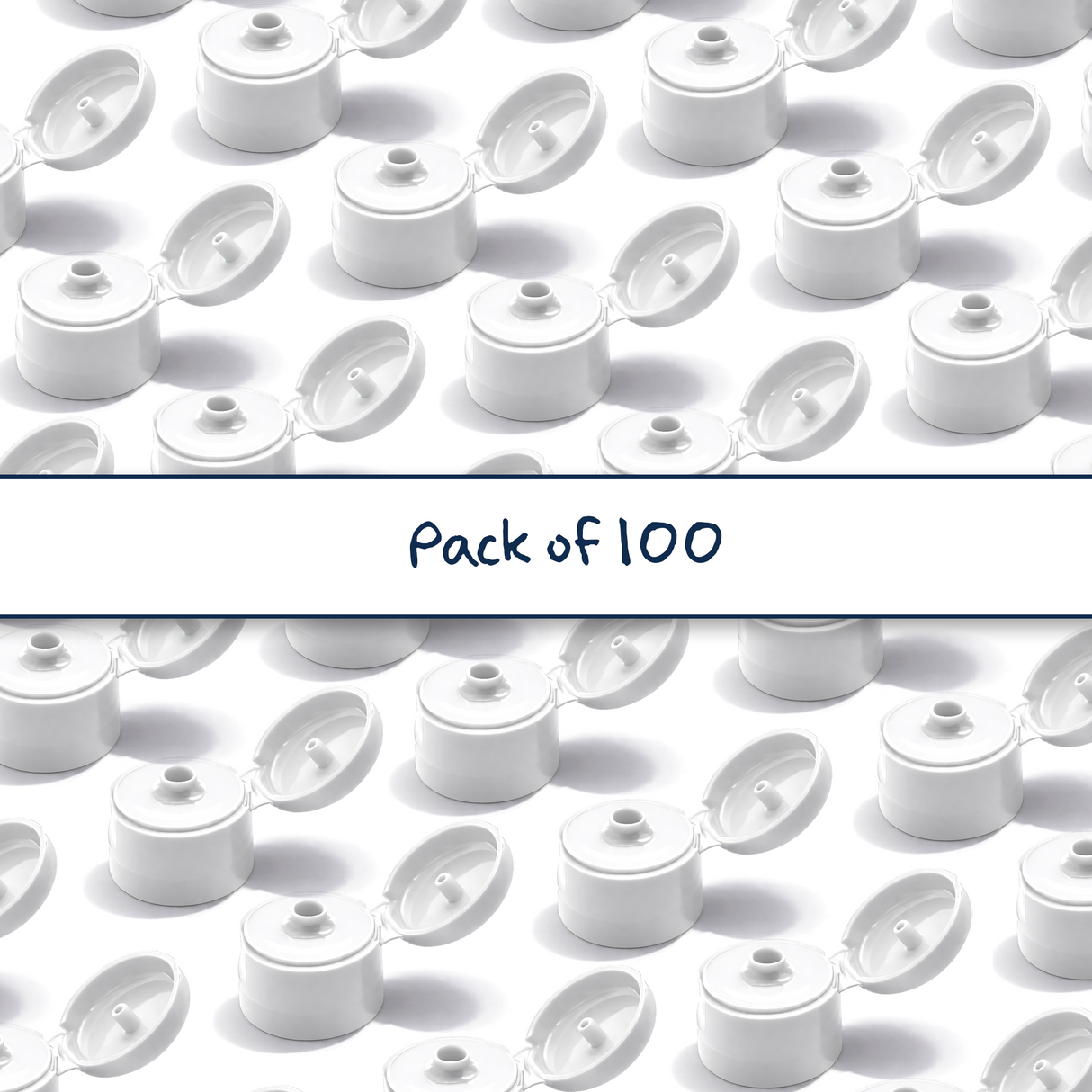 White Flip top caps for cosmetic and personal care bottles, ideal for shampoos, lotions and liquid packaging