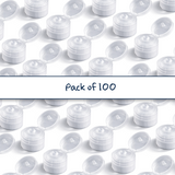 Multiple natural flip top caps for cosmetic and personal care bottles, ideal for shampoos, lotions and liquid packaging