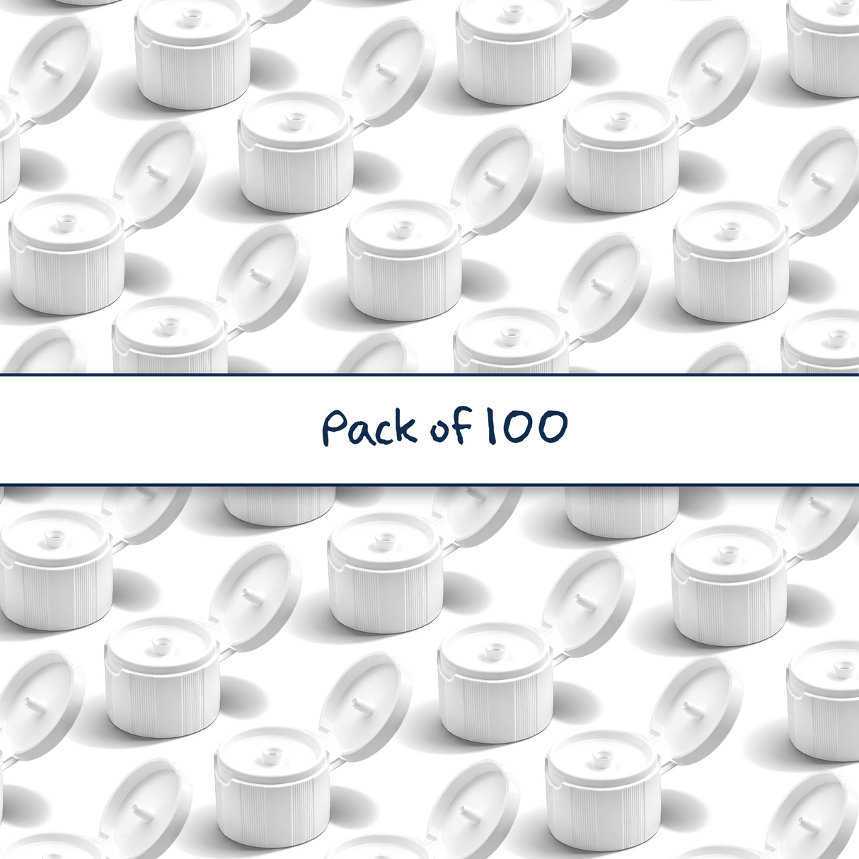 Multiple 28mm Flip top caps for cosmetic and personal care bottles, ideal for shampoos, lotions and liquid packaging