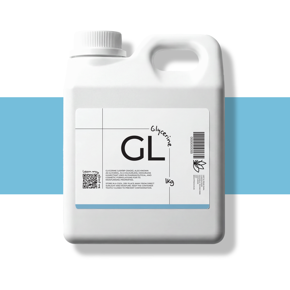 1Kg Glycerine USP BP Grade cosmetic liquid, colourless and odourless humectant used in skincare, soaps, and formulations for moisturising and hydration