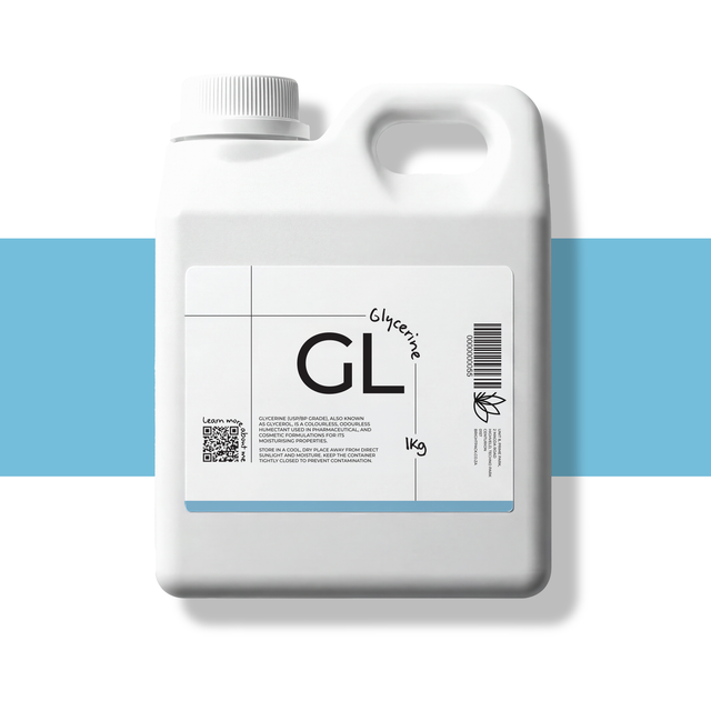 1Kg Glycerine USP BP Grade cosmetic liquid, colourless and odourless humectant used in skincare, soaps, and formulations for moisturising and hydration