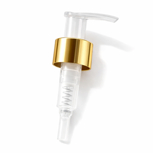 24 mm gold collar lotion and soap pump for cosmetic bottles, ideal for handwash, lotions and liquid personal care products