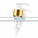 24 mm gold collar lotion and soap pump for cosmetic bottles, ideal for handwash, lotions and liquid personal care products