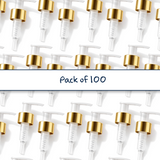 24 mm gold collar lotion and soap pump for cosmetic bottles, ideal for handwash, lotions and liquid personal care products