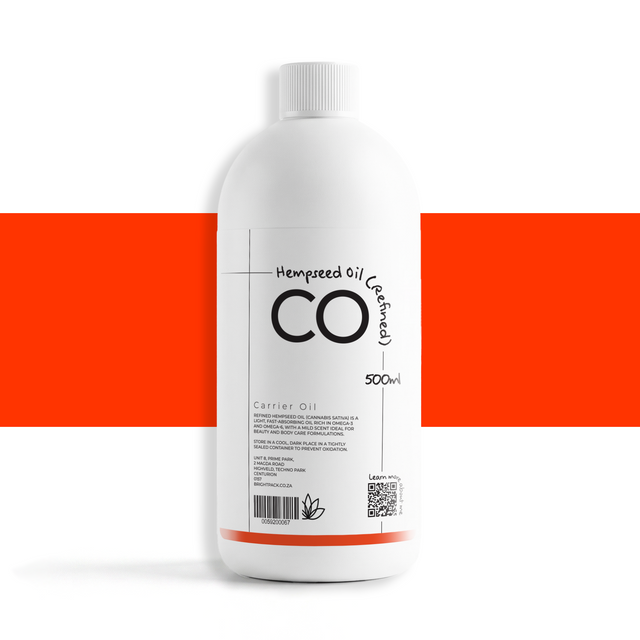 500ml Refined Hempseed Oil cosmetic oil, light golden oil with silky texture used in skincare and body care for moisturising and nourishment
