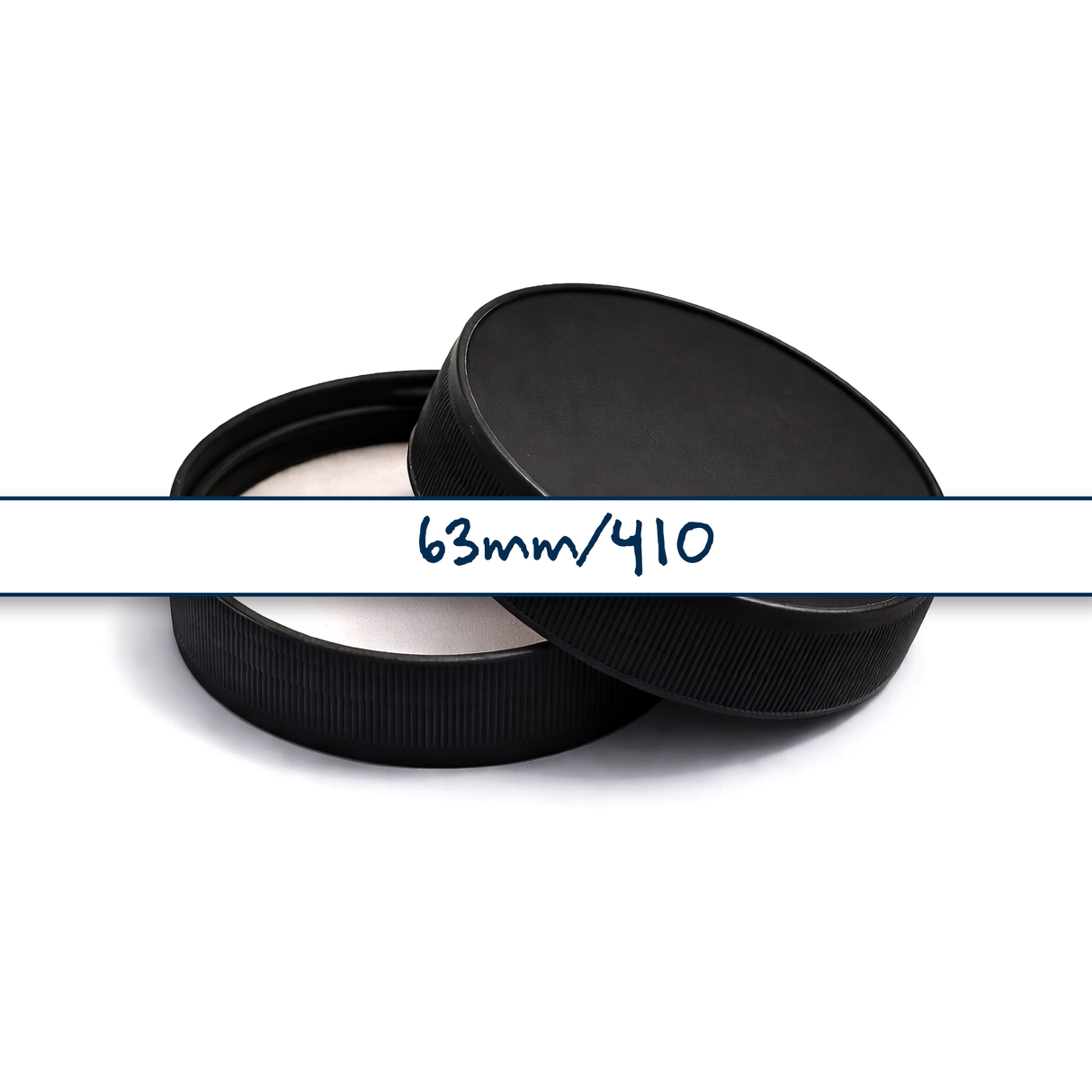 Black 63 mm plastic jar lid for cosmetic jars, suitable for creams, balms and skincare packaging