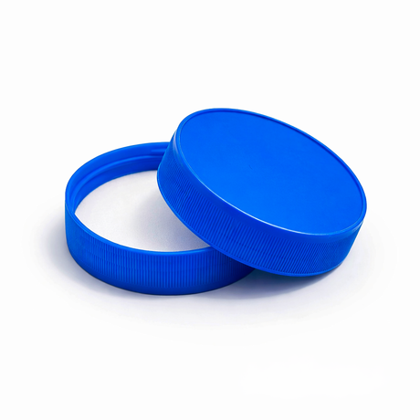 Blue 63 mm plastic jar lid for cosmetic jars, suitable for creams, balms and skincare packaging