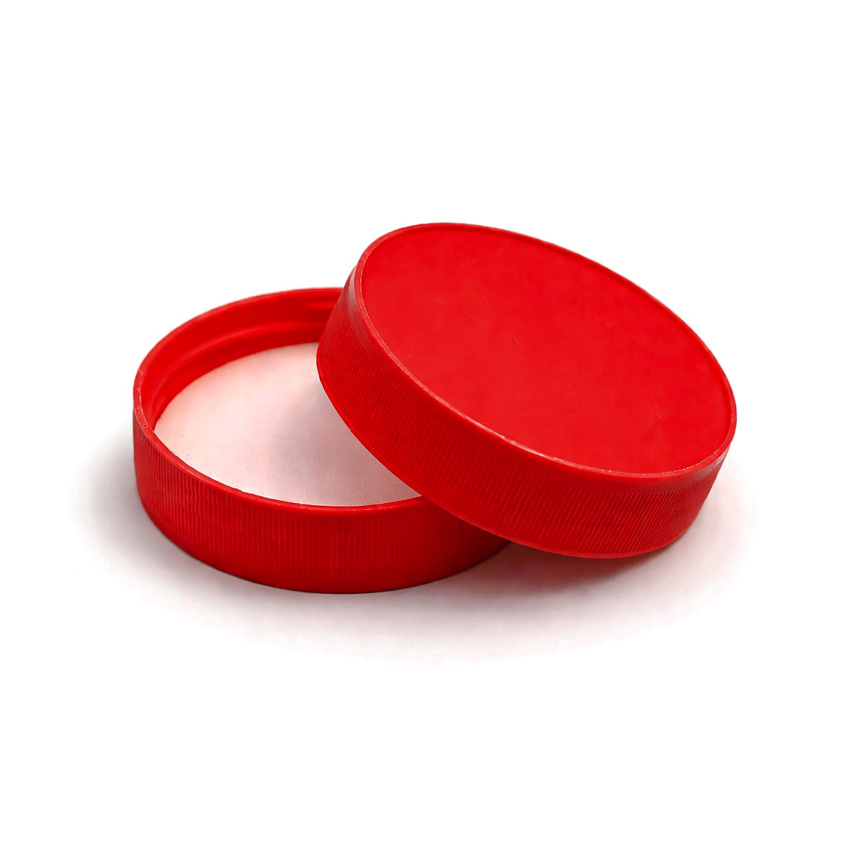 Red 63 mm plastic jar lid for cosmetic jars, suitable for creams, balms and skincare packaging