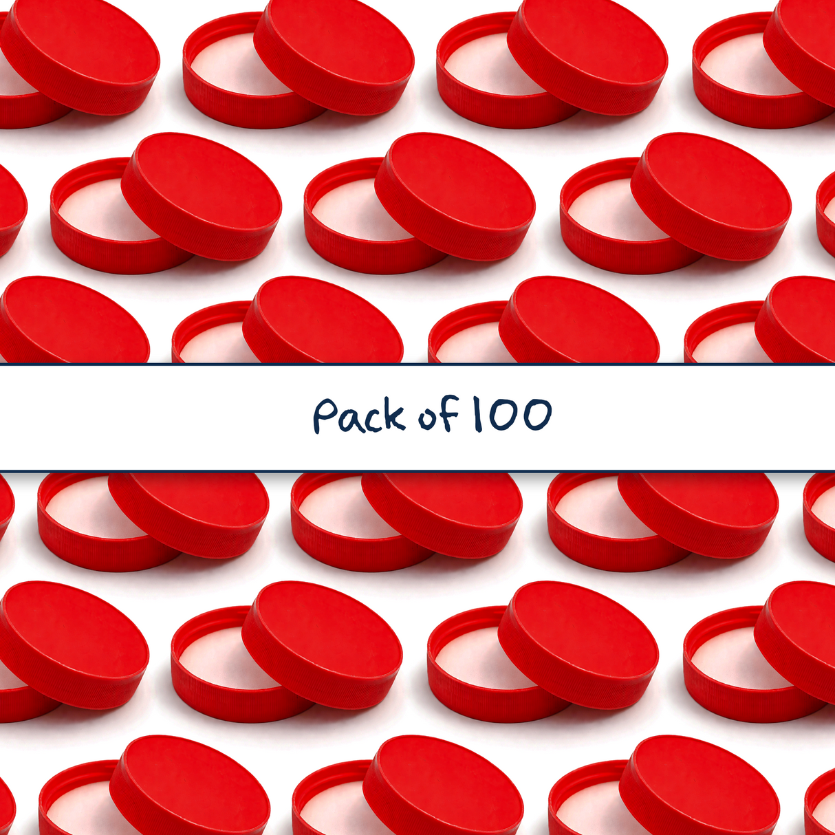 Multiple red 63 mm plastic jar lid for cosmetic jars, suitable for creams, balms and skincare packaging