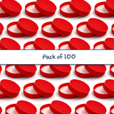 Multiple red 63 mm plastic jar lid for cosmetic jars, suitable for creams, balms and skincare packaging