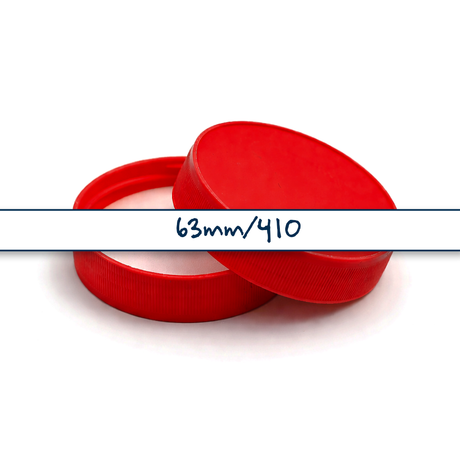 Red 63 mm plastic jar lid for cosmetic jars, suitable for creams, balms and skincare packaging