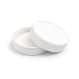 White 63 mm plastic jar lid for cosmetic jars, suitable for creams, balms and skincare packaging