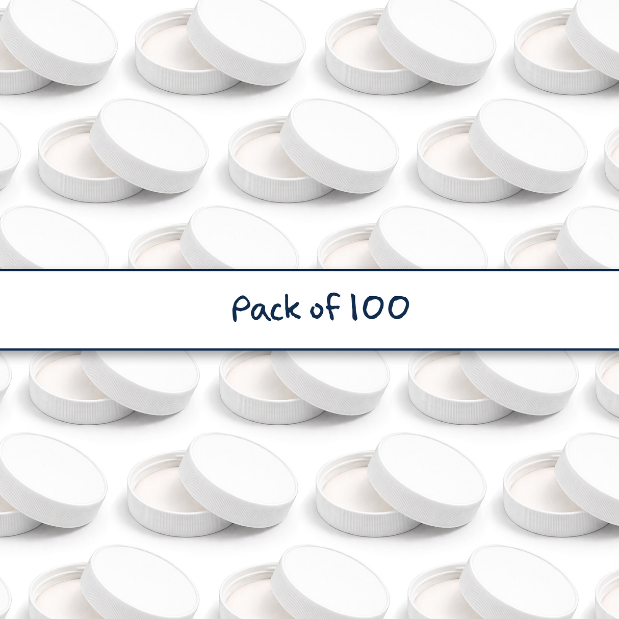 Multiple white 63 mm plastic jar lid for cosmetic jars, suitable for creams, balms and skincare packaging