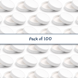 Multiple white 63 mm plastic jar lid for cosmetic jars, suitable for creams, balms and skincare packaging