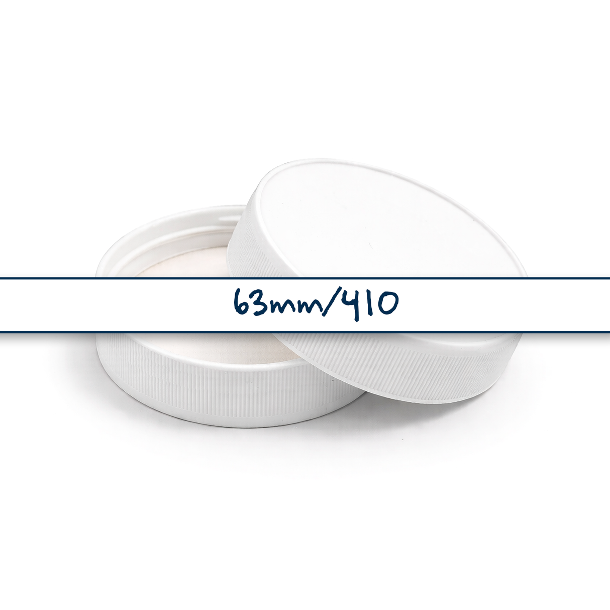 White 63 mm plastic jar lid for cosmetic jars, suitable for creams, balms and skincare packaging