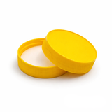 Yellow 63 mm plastic jar lid for cosmetic jars, suitable for creams, balms and skincare packaging