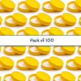 Multiple yellow 63 mm plastic jar lids for cosmetic jars, suitable for creams, balms and skincare packaging