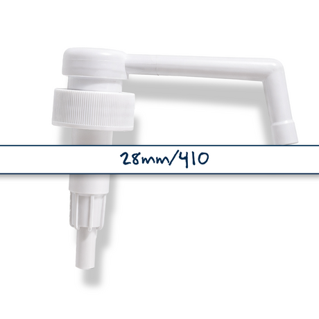 28 mm long nose medical pump for bottles, suitable for controlled dispensing of pharmaceutical, antiseptic and liquid medical products