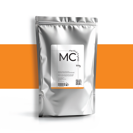 100g Menthol Crystals natural ingredient from peppermint oil, white cooling crystals used in skincare, balms, and therapeutic formulations