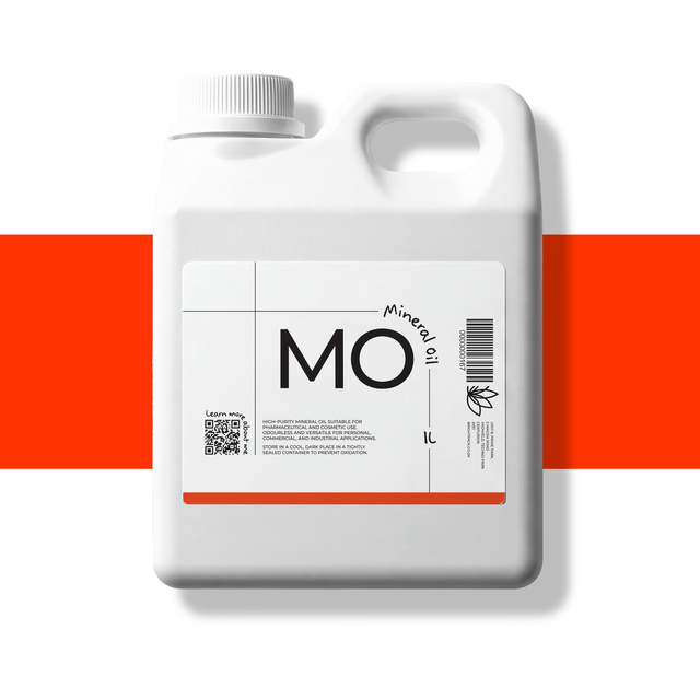 1L Pharmaceutical Grade Mineral Oil liquid, highly refined colourless oil used in cosmetics, skincare, and industrial applications for lubrication and hydration