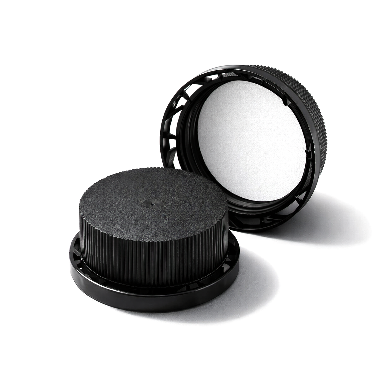 38 mm ratchet cap with EPE liner for plastic bottles, providing secure closure for pharmaceutical, supplement and chemical packaging