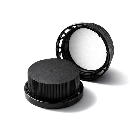 38 mm ratchet cap with EPE liner for plastic bottles, providing secure closure for pharmaceutical, supplement and chemical packaging