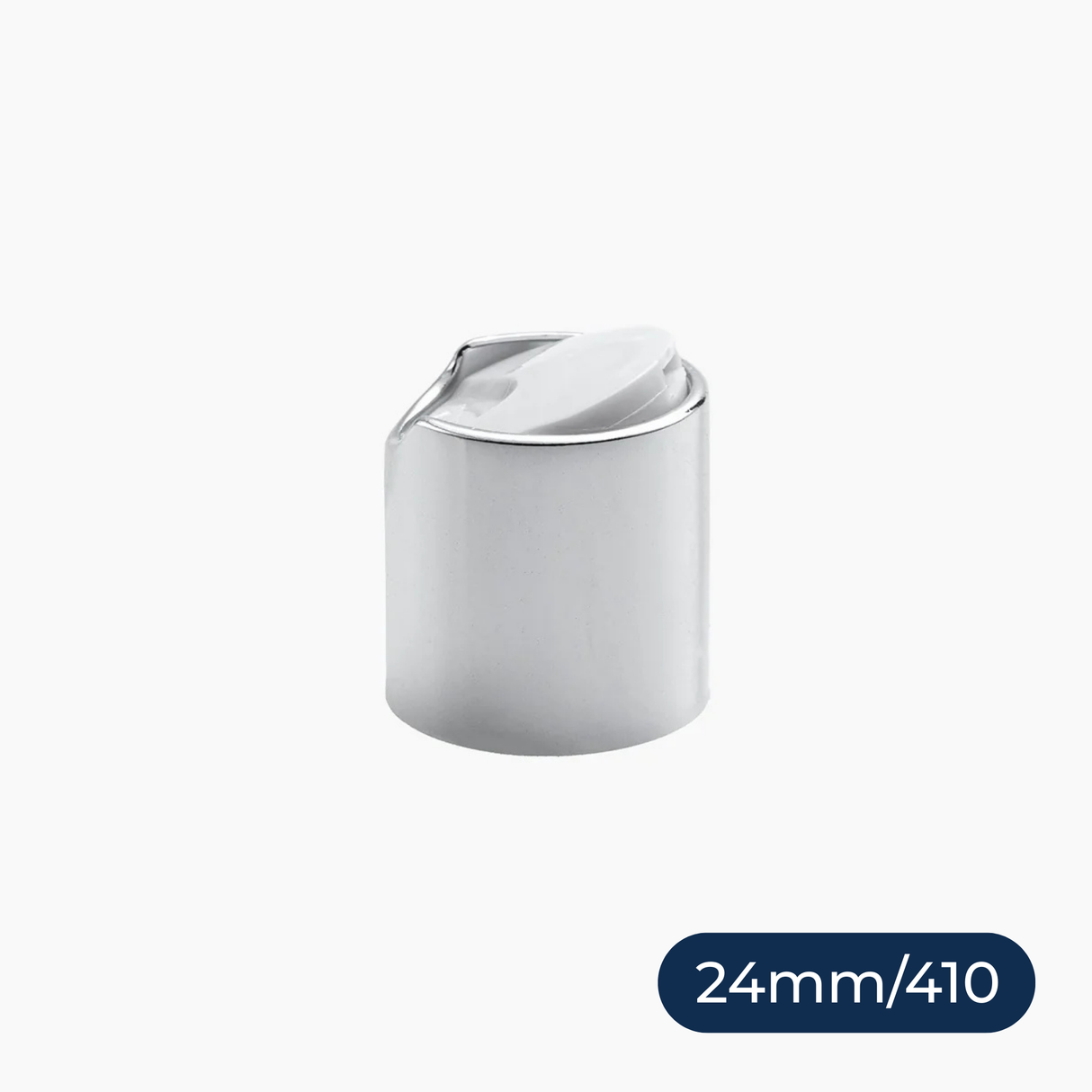 Silver Collar Disc Top Caps (24 mm) - White
