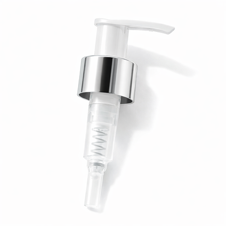24 mm silver collar lotion and soap pump for cosmetic bottles, ideal for handwash, lotions and liquid personal care products