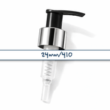 24 mm silver collar lotion and soap pump for cosmetic bottles, ideal for handwash, lotions and liquid personal care products