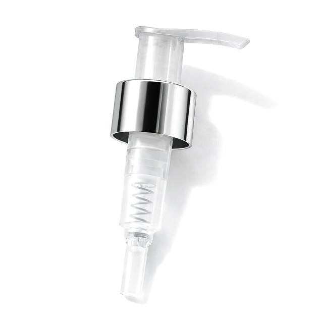 24 mm silver collar lotion and soap pump for cosmetic bottles, ideal for handwash, lotions and liquid personal care products