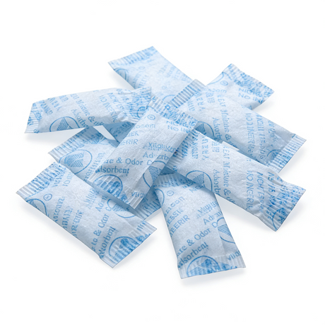 Stacked Small Packets Of Silica Gel On White Background | Brightpack Closures And Accessories