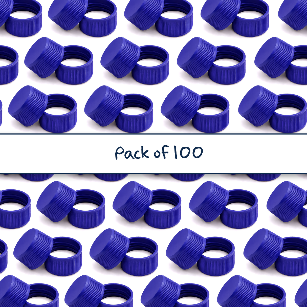 Blue 24mm standard caps with EPE liner for plastic bottles, suitable for cosmetic, personal care and liquid packaging