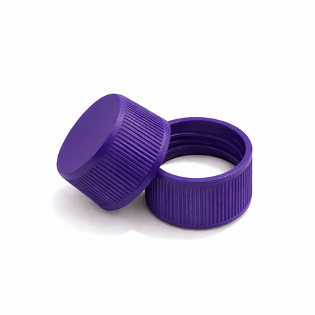 Purple 24mm standard cap with EPE liner for plastic bottles, suitable for cosmetic, personal care and liquid packaging