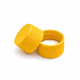 Yellow 24mm standard cap with EPE liner for plastic bottles, suitable for cosmetic, personal care and liquid packaging