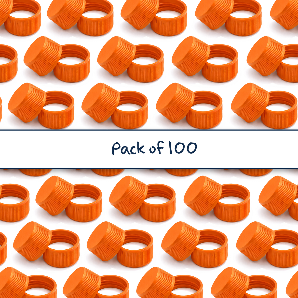 Orange 24mm standard caps with EPE liner for plastic bottles, suitable for cosmetic, personal care and liquid packaging
