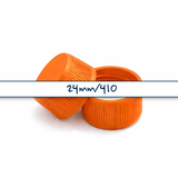 Orange 24mm standard cap with EPE liner for plastic bottles, suitable for cosmetic, personal care and liquid packaging
