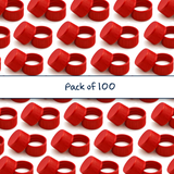 Red 24mm standard caps with EPE liner for plastic bottles, suitable for cosmetic, personal care and liquid packaging